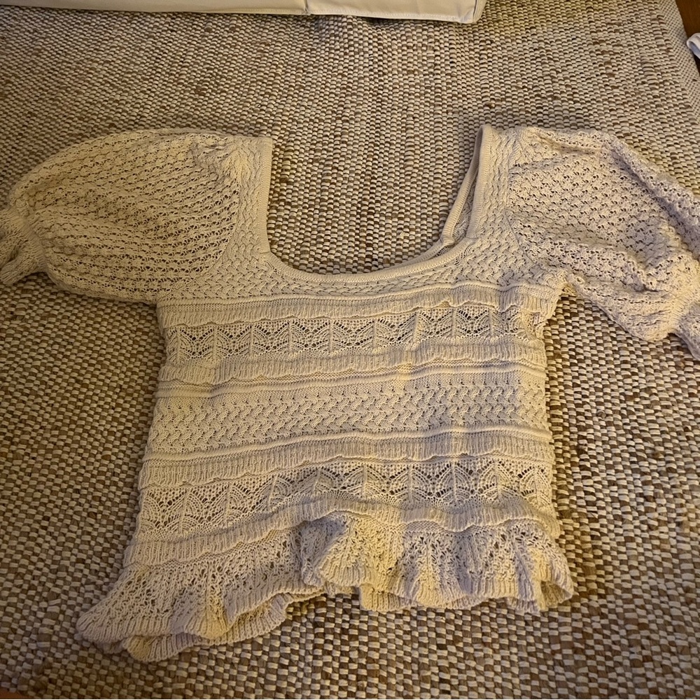 Zara Cotton Knit Crochet Top